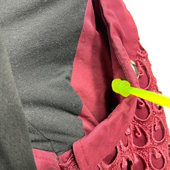 Milly New York Y2K Whimsigoth Dress Medium Burgundy Black Lace Overlay Beads - Picture 14 of 16